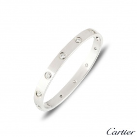 Cartier White Gold Full Diamond Love Bracelet Size 17 B6040717 Cartier White Gold Full Diamond Love Bracelet Size 17 B6040717